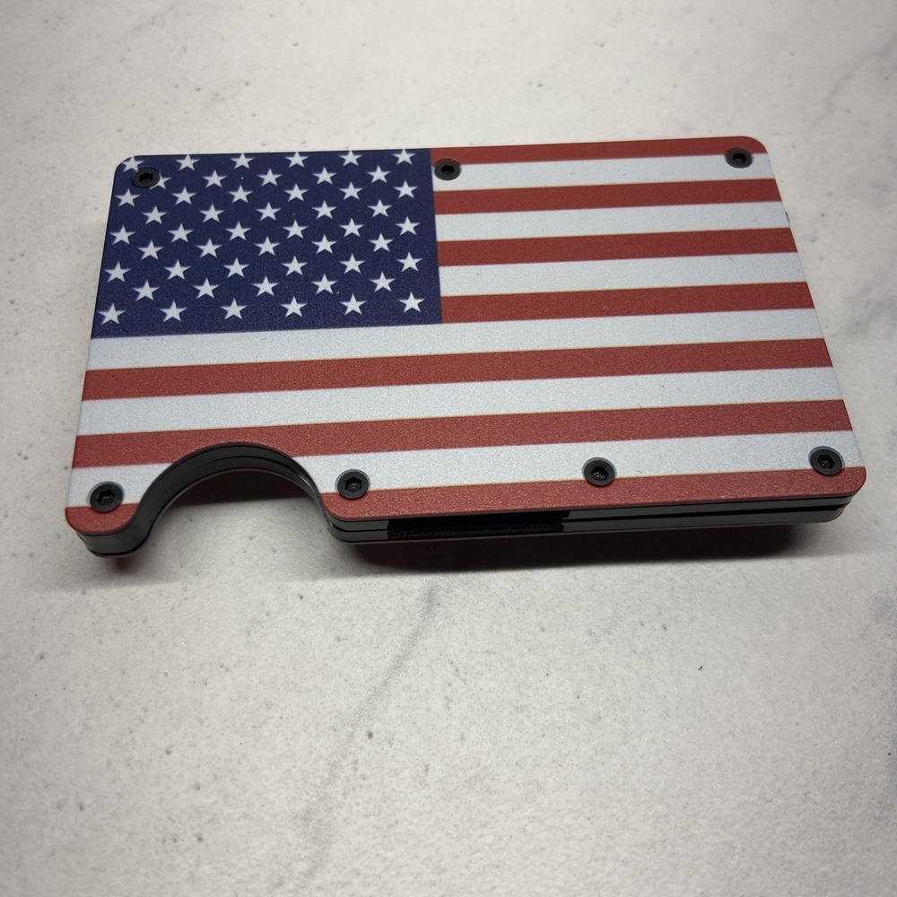 Metal Slim Patriotic‎ American Flag RFID Blocking Wallet